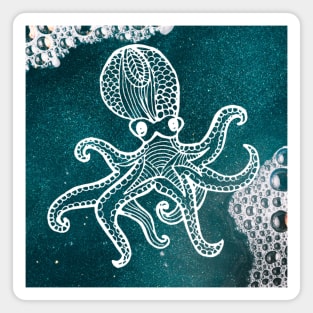 Zentangle Octopus Kraken Teal Sand Boho Mandala Magnet